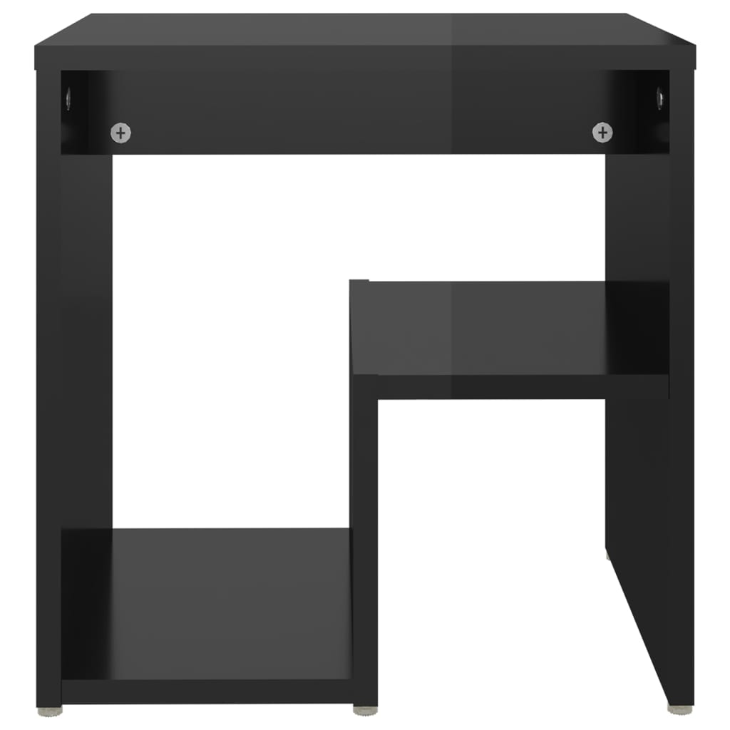Comodini 2 pz Nero Lucido 40x30x40 cm in Legno Multistrato