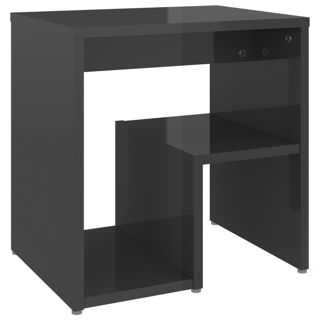 Comodini 2 pz Grigio Lucido 40x30x40 cm in Legno Multistrato