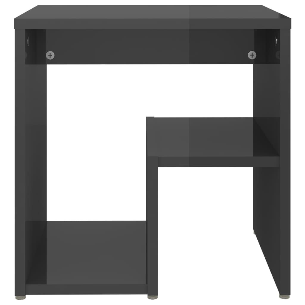 Comodini 2 pz Grigio Lucido 40x30x40 cm in Legno Multistrato