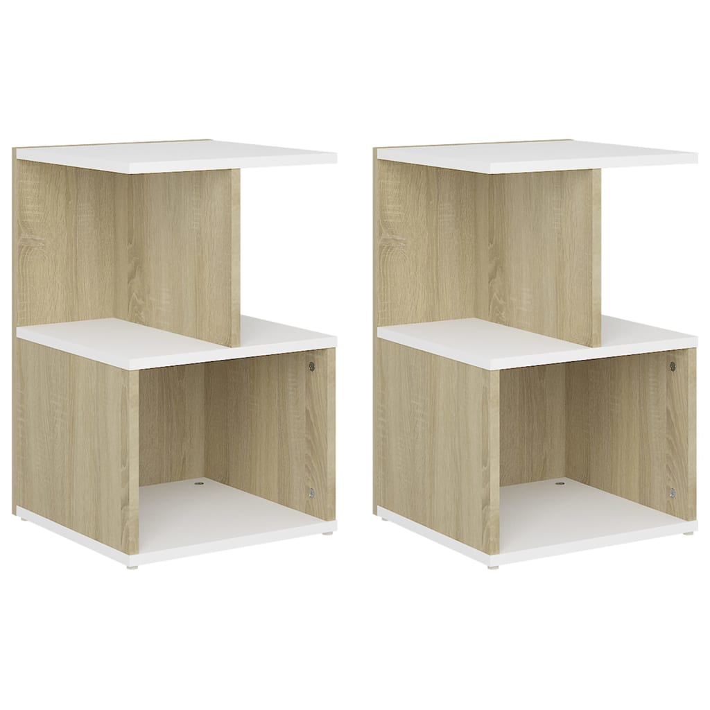 Comodini 2pz Bianco Rovere Sonoma 35x35x55cm Legno Multistrato