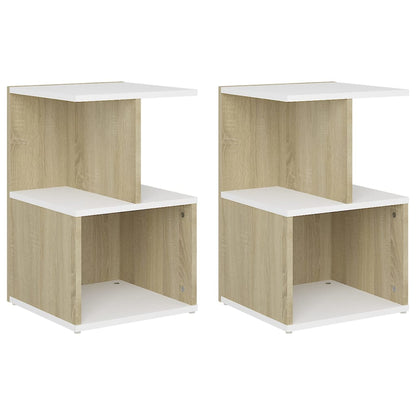 Comodini 2pz Bianco Rovere Sonoma 35x35x55cm Legno Multistrato