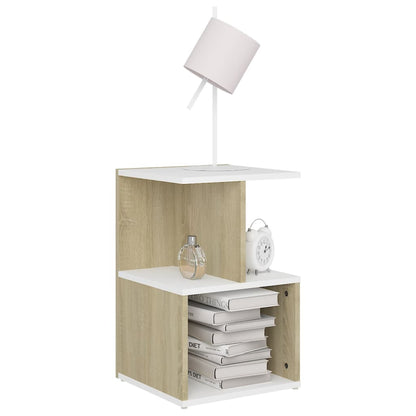 Comodini 2pz Bianco Rovere Sonoma 35x35x55cm Legno Multistrato