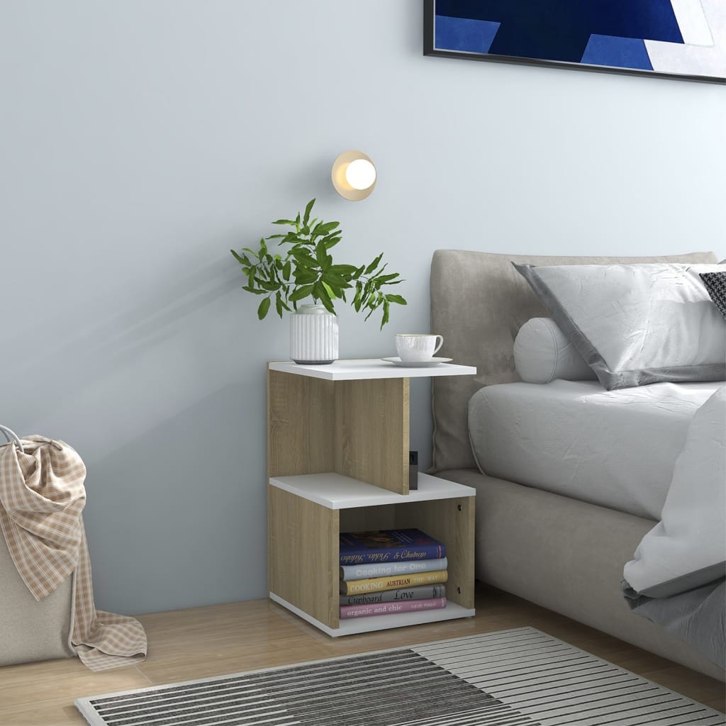 Comodini 2pz Bianco Rovere Sonoma 35x35x55cm Legno Multistrato