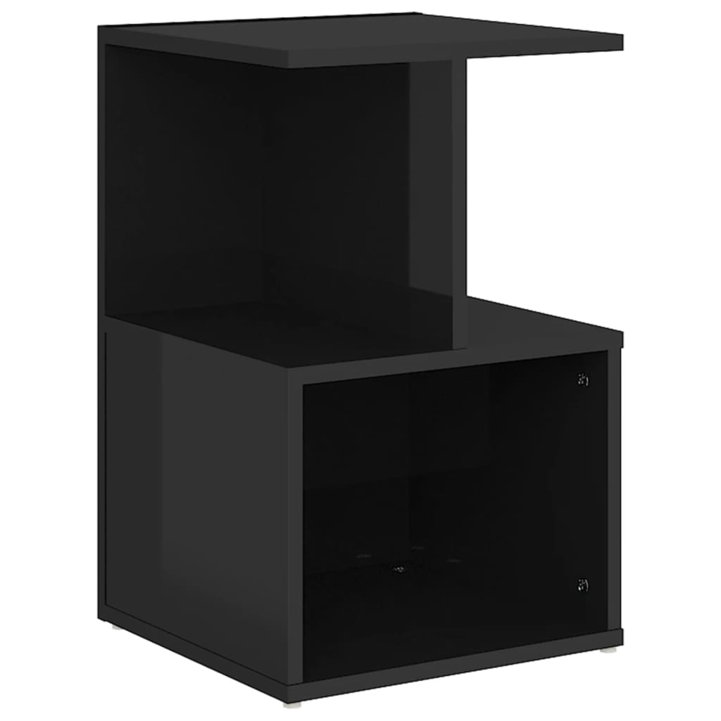 Comodino Nero Lucido 35x35x55 cm in Legno Multistrato