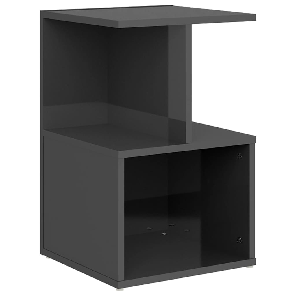 Comodino Grigio Lucido 35x35x55 cm in Legno Multistrato