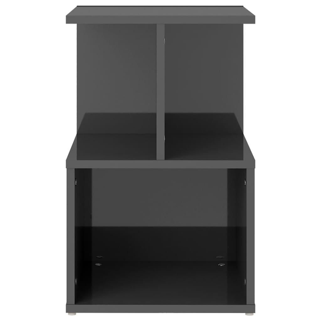 Comodino Grigio Lucido 35x35x55 cm in Legno Multistrato