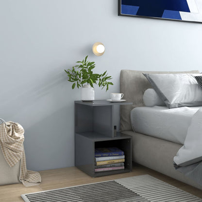 Comodino Grigio Lucido 35x35x55 cm in Legno Multistrato