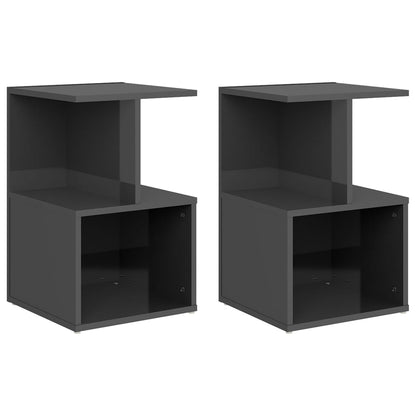 Comodini 2pz Grigio Lucido 35x35x55 cm in Legno Multistrato