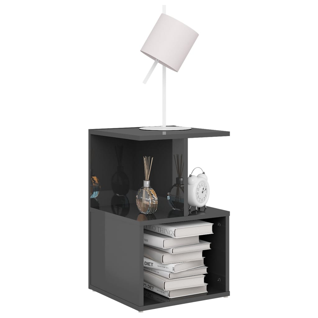 Comodini 2pz Grigio Lucido 35x35x55 cm in Legno Multistrato