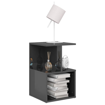 Comodini 2pz Grigio Lucido 35x35x55 cm in Legno Multistrato