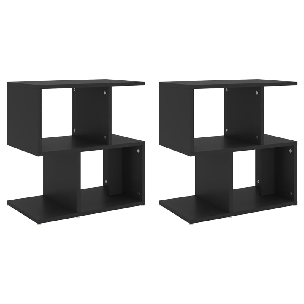 Comodini 2pz Neri 50x30x51,5 cm in Legno Multistrato