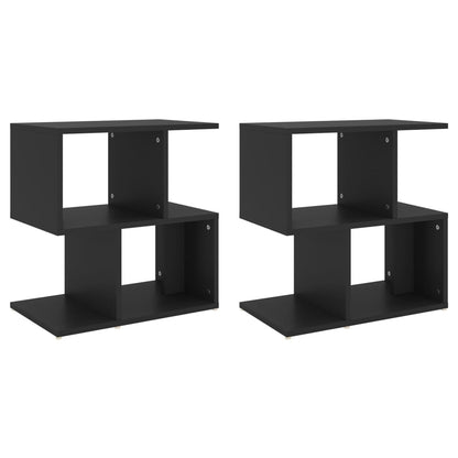 Comodini 2pz Neri 50x30x51,5 cm in Legno Multistrato