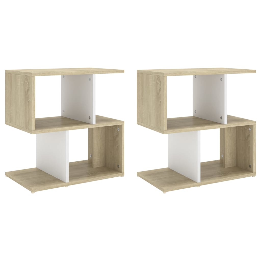 Comodini 2pz Bianco Rovere Sonoma 50x30x51,5 Legno Multistrato