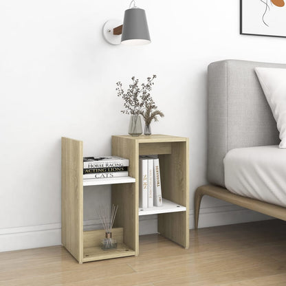 Comodini 2pz Bianco Rovere Sonoma 50x30x51,5 Legno Multistrato