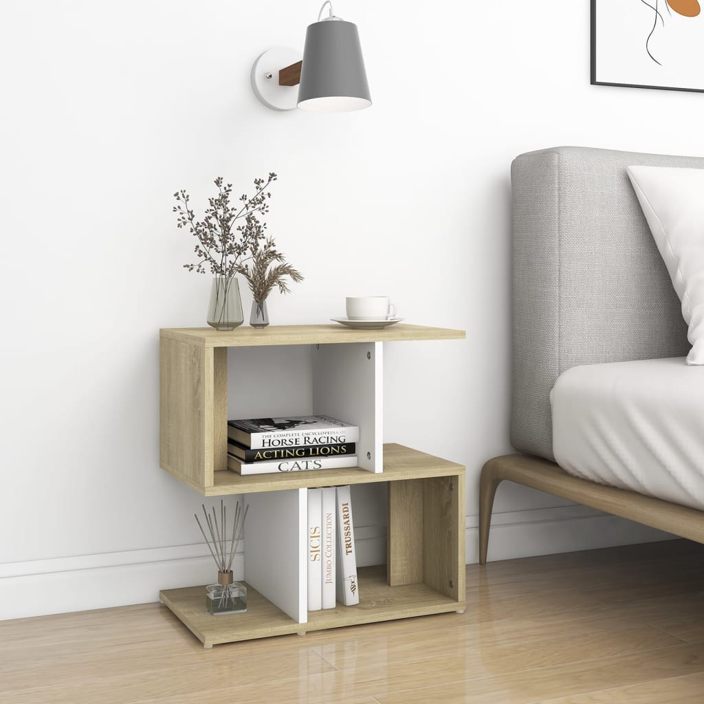 Comodini 2pz Bianco Rovere Sonoma 50x30x51,5 Legno Multistrato