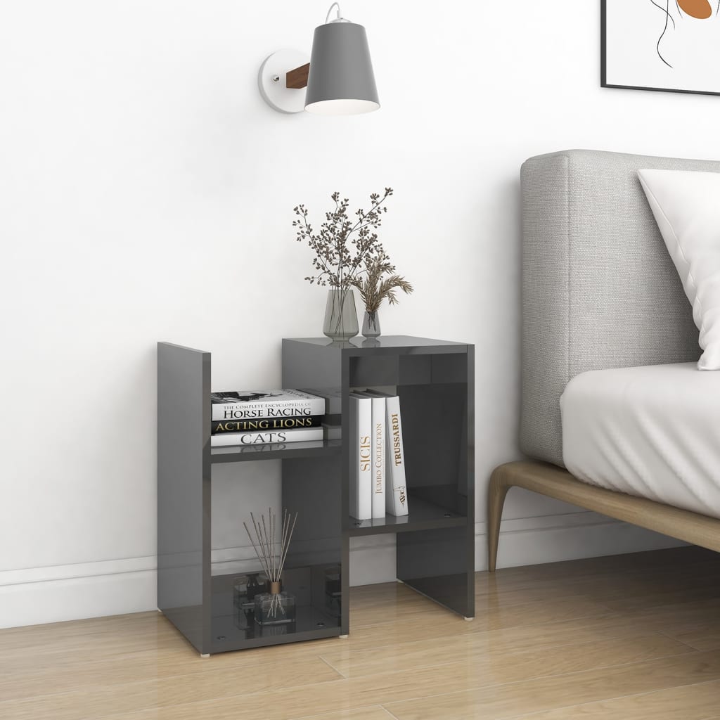 Comodini 2pz Grigio Lucido 50x30x51,5 cm in Legno Multistrato