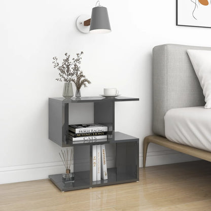 Comodini 2pz Grigio Lucido 50x30x51,5 cm in Legno Multistrato