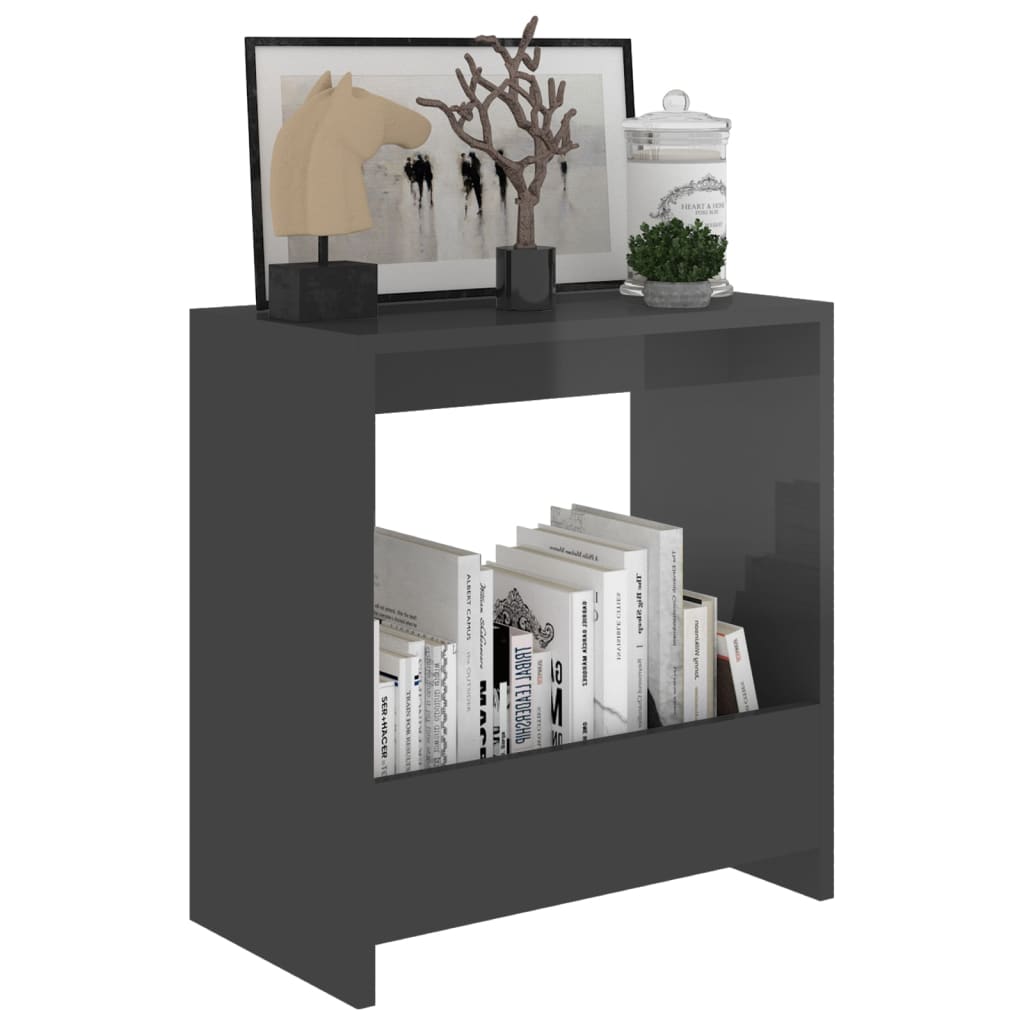 Tavolino Grigio Lucido 50x26x50 cm in Legno Multistrato