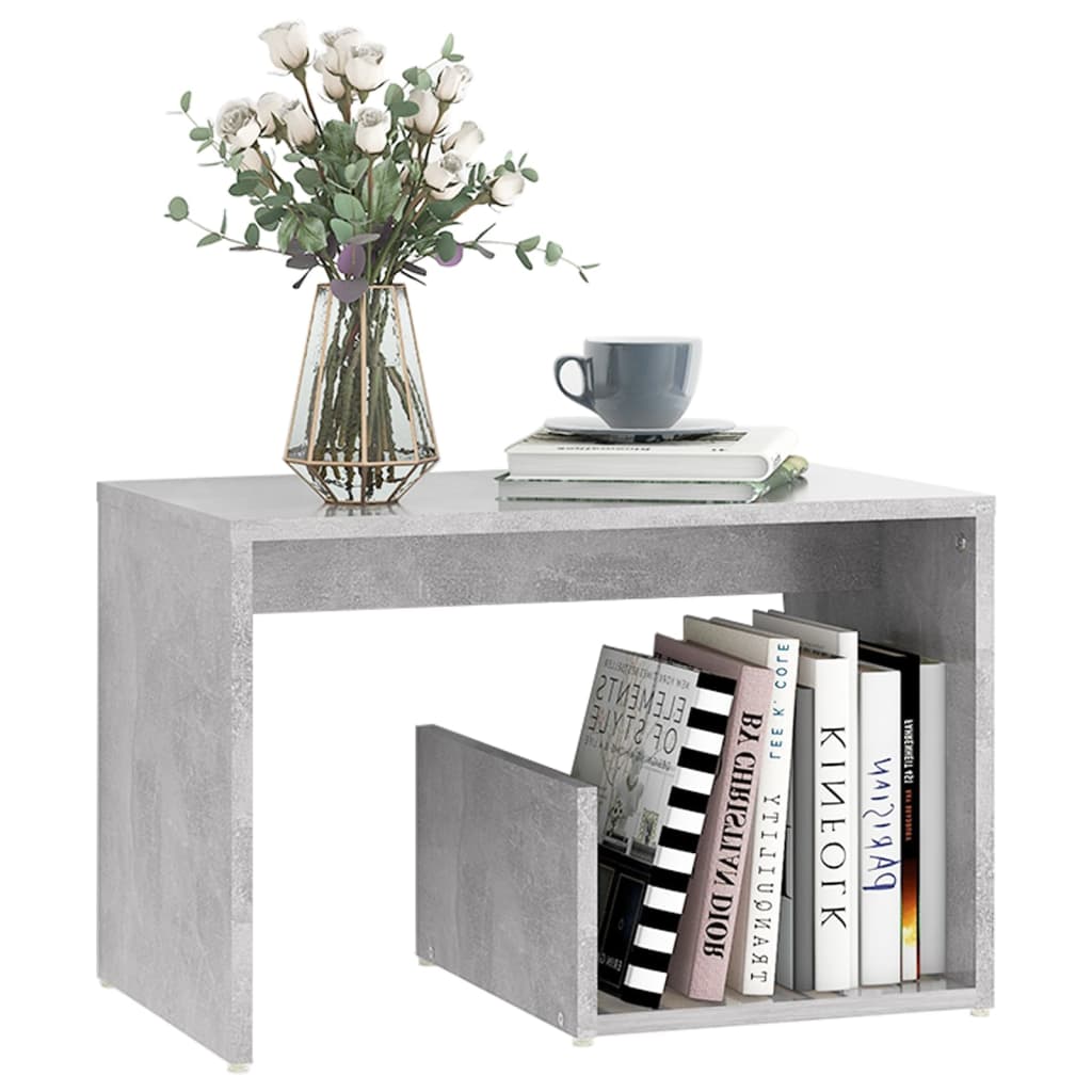 Tavolino Grigio Cemento 59x36x38 cm in Legno Multistrato