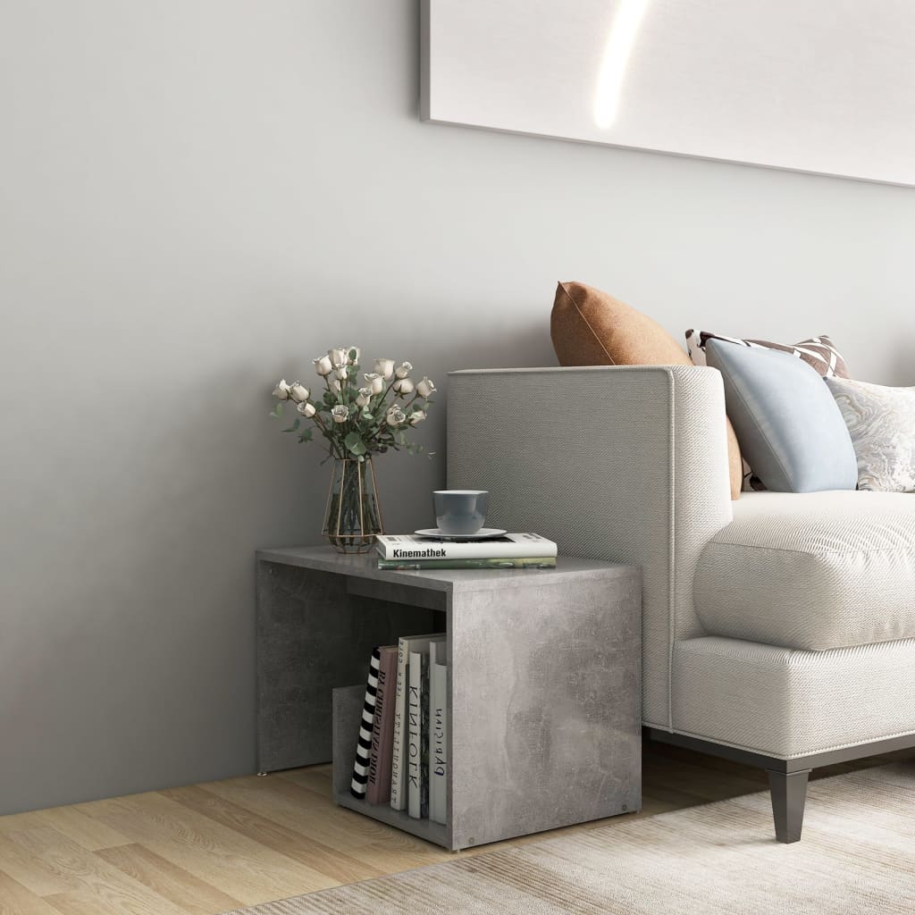 Tavolino Grigio Cemento 59x36x38 cm in Legno Multistrato