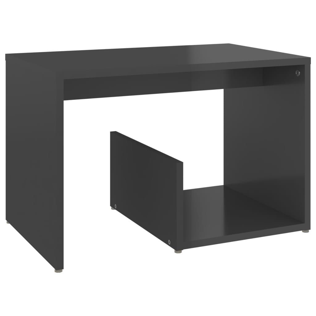 Tavolino Grigio Lucido 59x36x38 cm in Legno Multistrato