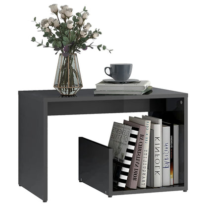 Tavolino Grigio Lucido 59x36x38 cm in Legno Multistrato