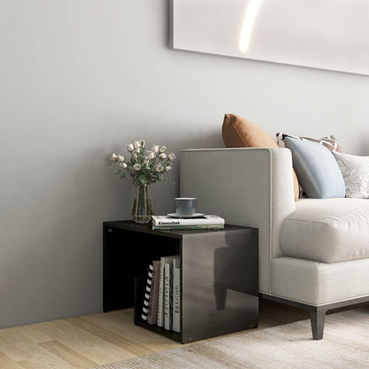 Tavolino Grigio Lucido 59x36x38 cm in Legno Multistrato
