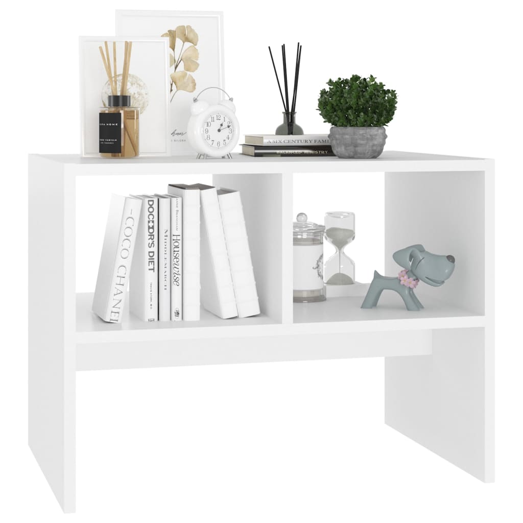 Tavolino Bianco 60x40x45 cm in Legno Multistrato