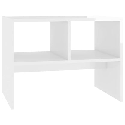 Tavolino Bianco Lucido 60x40x45 cm in Legno Multistrato