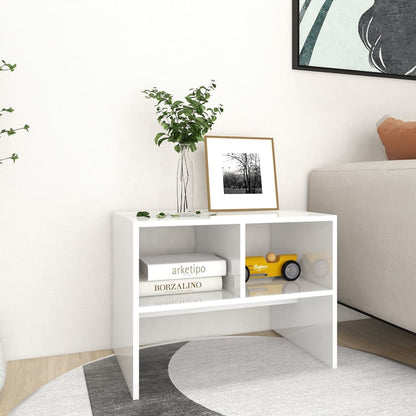 Tavolino Bianco Lucido 60x40x45 cm in Legno Multistrato