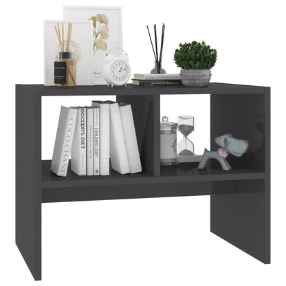 Tavolino Grigio Lucido 60x40x45 cm in Legno Multistrato