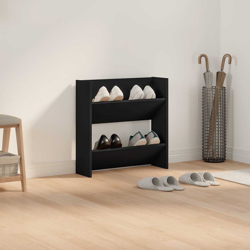 Scarpiera a Muro Nera 60x18x60 cm in Legno Multistrato