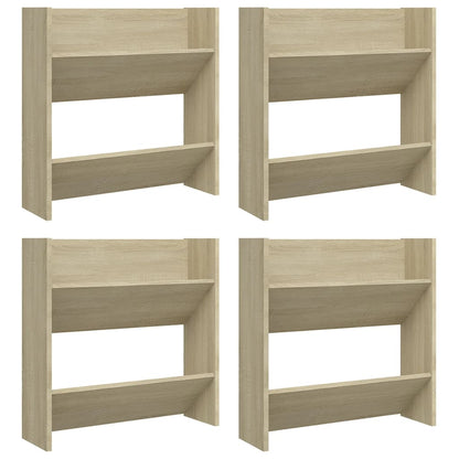 Scarpiere a Muro 4pz Rovere Sonoma 60x18x60cm Legno Multistrato