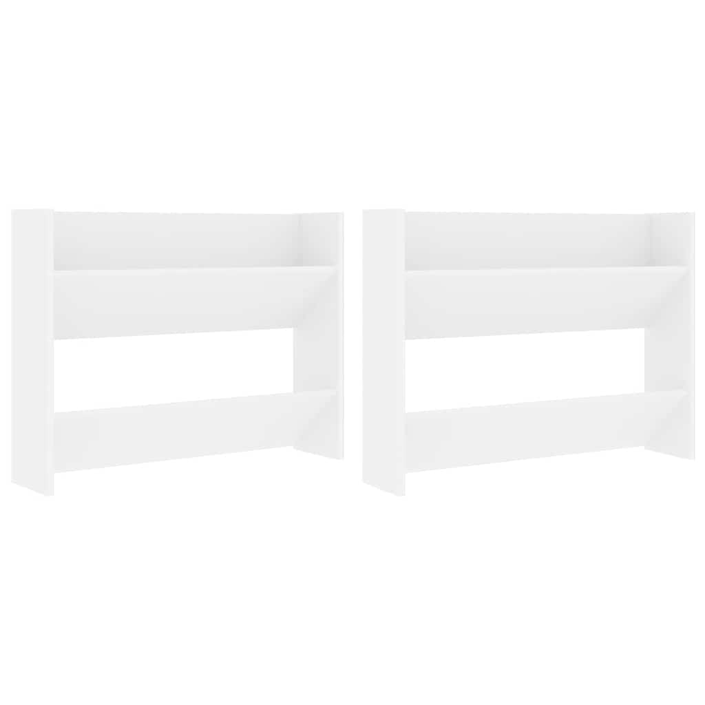 Scarpiere a Muro 2pz Bianche 80x18x60 cm in Legno Multistrato