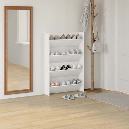 Scarpiere a Muro 2pz Bianche 80x18x60 cm in Legno Multistrato