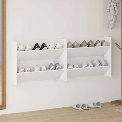 Scarpiere a Muro 2pz Bianche 80x18x60 cm in Legno Multistrato