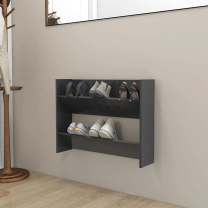 Scarpiera a Muro Grigia 80x18x60 cm in Legno Multistrato
