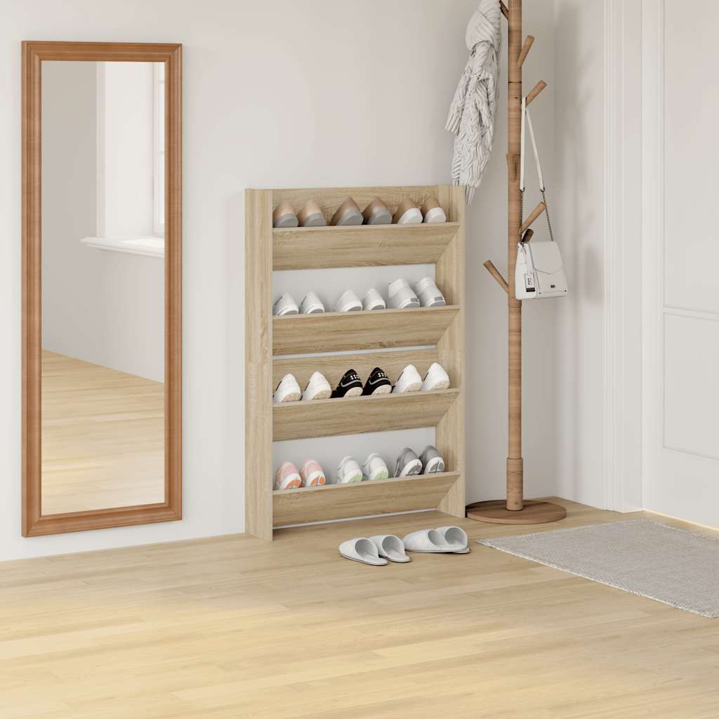 Scarpiere a Muro 2pz Rovere Sonoma 80x18x60cm Legno Multistrato