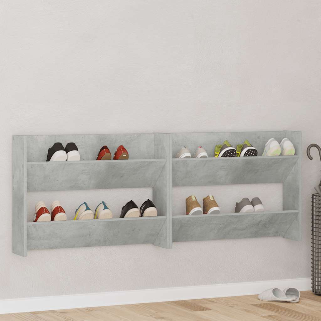 Scarpiere Muro 2pz Grigio Cemento 80x18x60cm Legno Multistrato