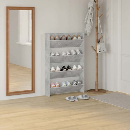 Scarpiere Muro 2pz Grigio Cemento 80x18x60cm Legno Multistrato