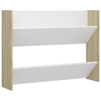 Scarpiera a Muro Bianca e Sonoma 80x18x60 cm Legno Multistrato