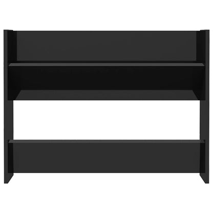 Scarpiera a Muro Nero Lucido 80x18x60 cm in Legno Multistrato
