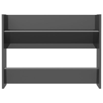 Scarpiera a Muro Grigio Lucido 80x18x60 cm in Legno Multistrato
