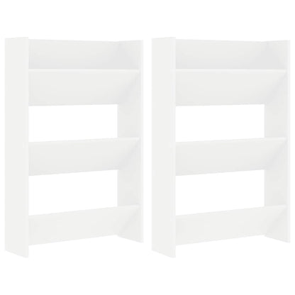 Scarpiere a Muro 2pz Bianche 60x18x90 cm in Legno Multistrato