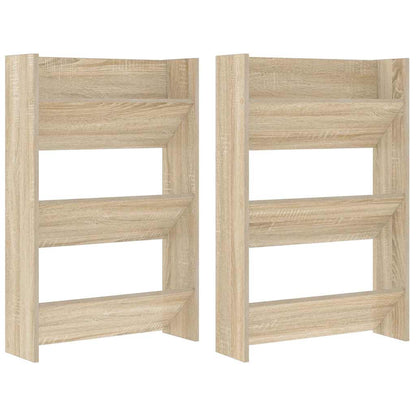 Scarpiere a Muro 2pz Rovere Sonoma 60x18x90cm Legno Multistrato