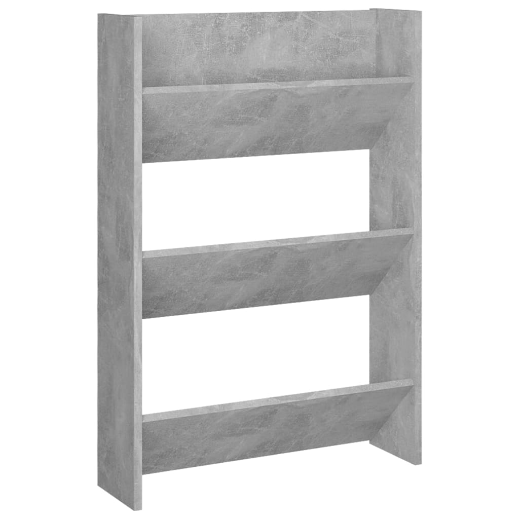 Scarpiera a Muro Grigio Cemento 60x18x90cm in Legno Multistrato