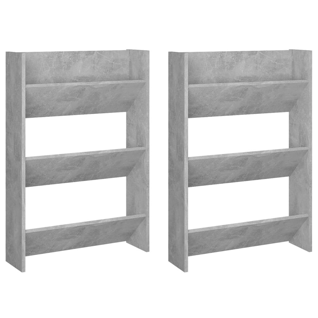 Scarpiere Muro 2pz Grigio Cemento 60x18x90cm Legno Multistrato