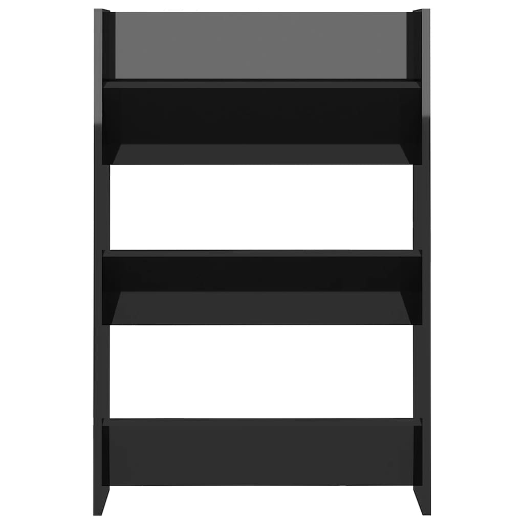 Scarpiera a Muro Nero Lucido 60x18x90 cm in Legno Multistrato