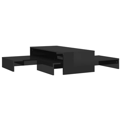 Set Tavolini ad Incastro Nero Lucido 100x100x26,5 cm