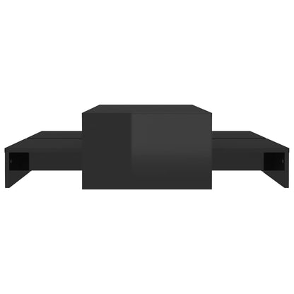 Set Tavolini ad Incastro Nero Lucido 100x100x26,5 cm